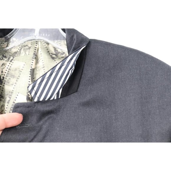 Ted baker sport coat men's 40L charcoal gray Debonair Movjak two button wool - Picture 6 of 16